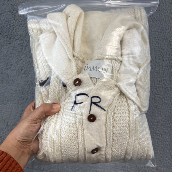 Vintage 50s 60s Cable Knit Stitch Sweater by Damon size L - Picture 9 of 9